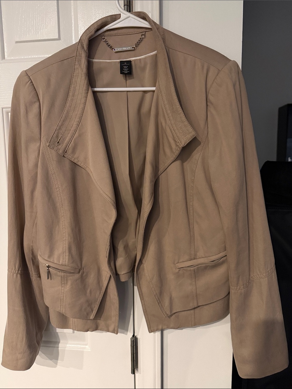 White House Black Market Taupe Open-Front Blazer